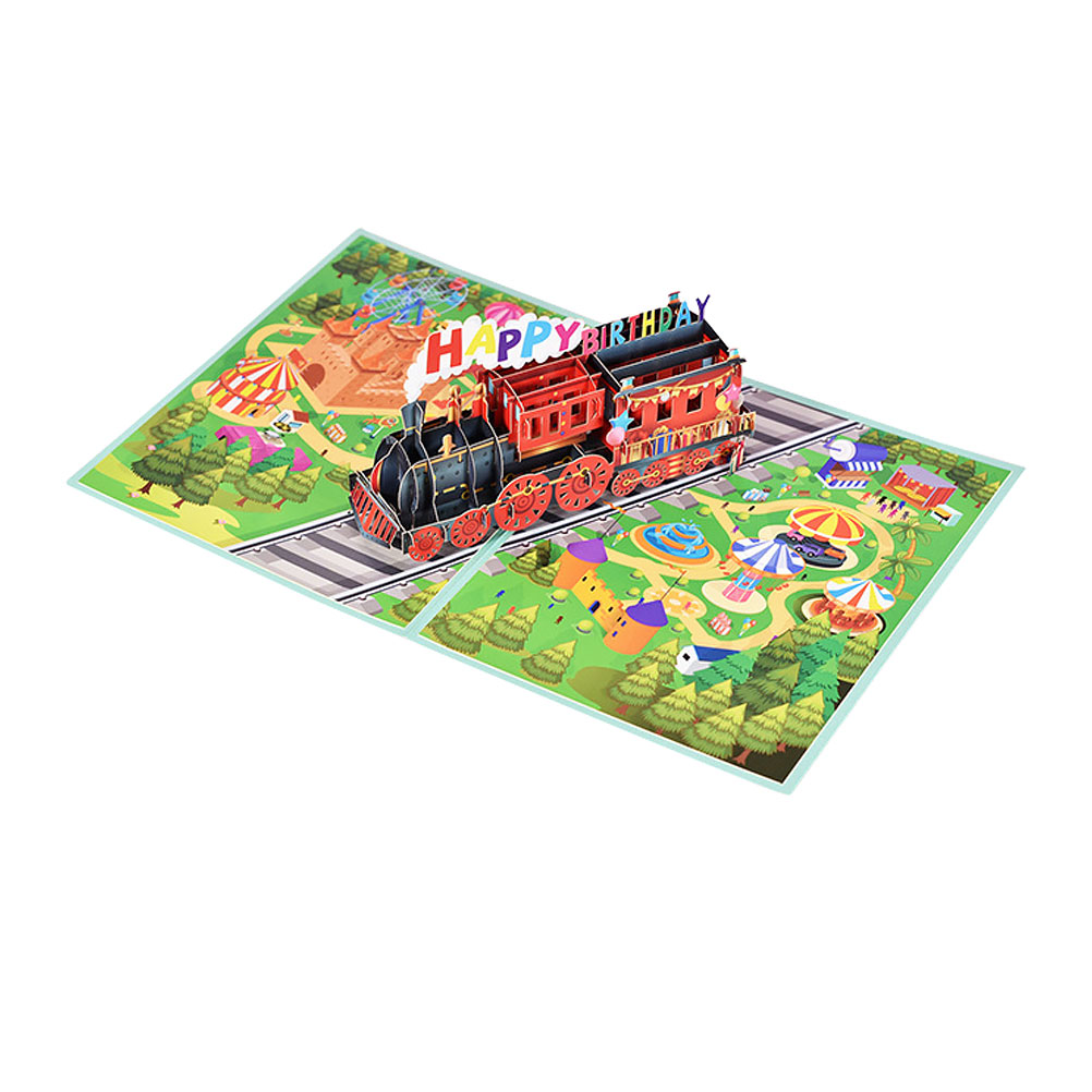 1 Set of Paper Blessing Delicate Train 3D Greeting for Kids Birthday