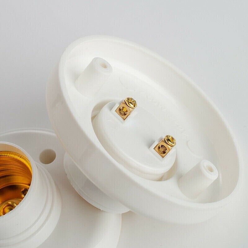 E27 Sokkel 3 Stk - Hvit Plast Taklampe Base - Holder For Lyspære 6A
