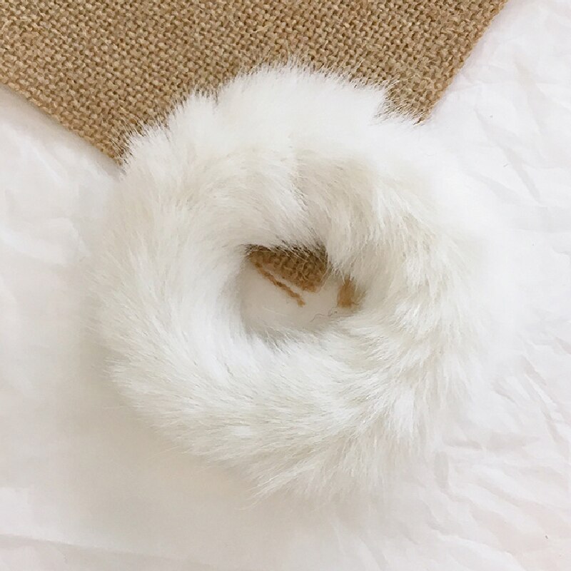 fluffy fuskepels lodne scrunchie elastisk fast hår ringe tau bånd glipper rundt jenter gul rød grønn hestehale plysj hår: Hvit