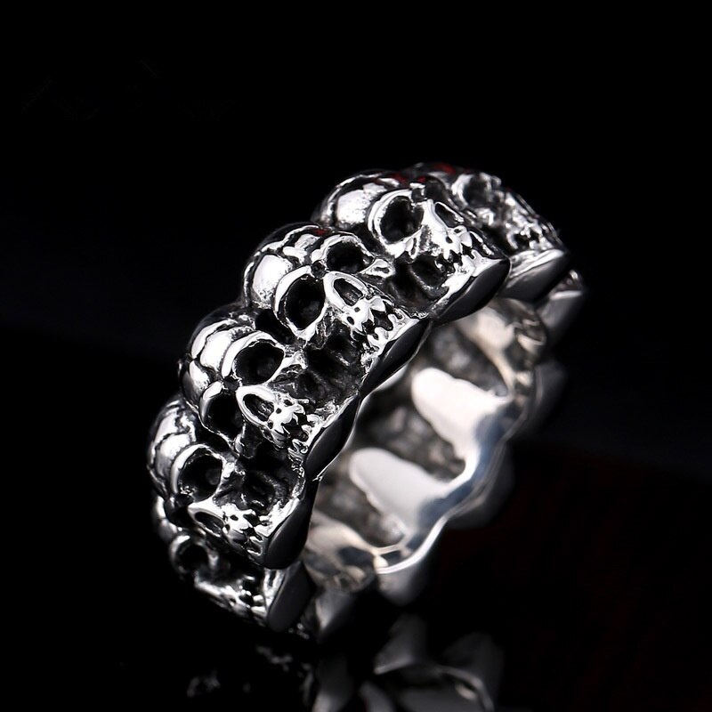 Classique hommes en acier inoxydable bague mâle Punk crâne anneau Vintage dominateur bijoux pour garçon meilleur