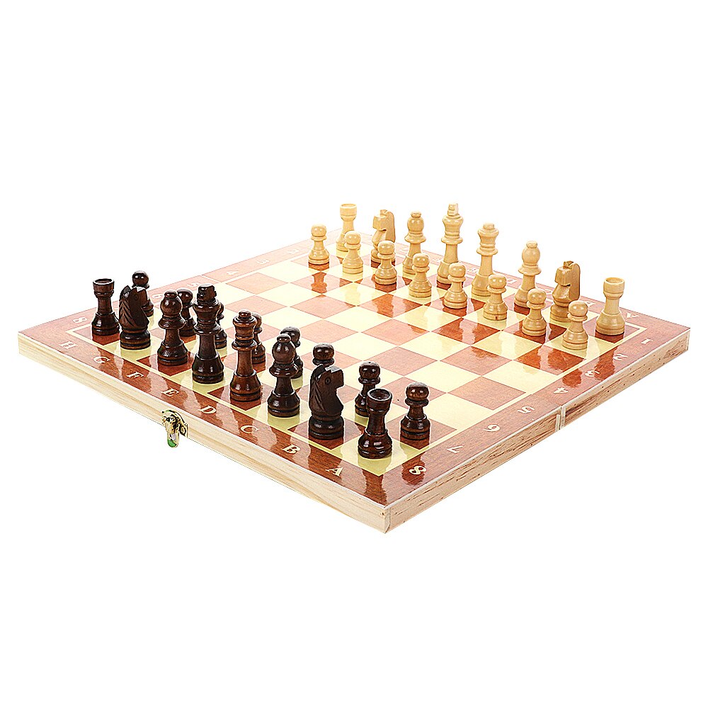 Portable Wooden International Folding Board Chess Pieces Set Staunton Style Chessmen Collection Portable Board Game For Family