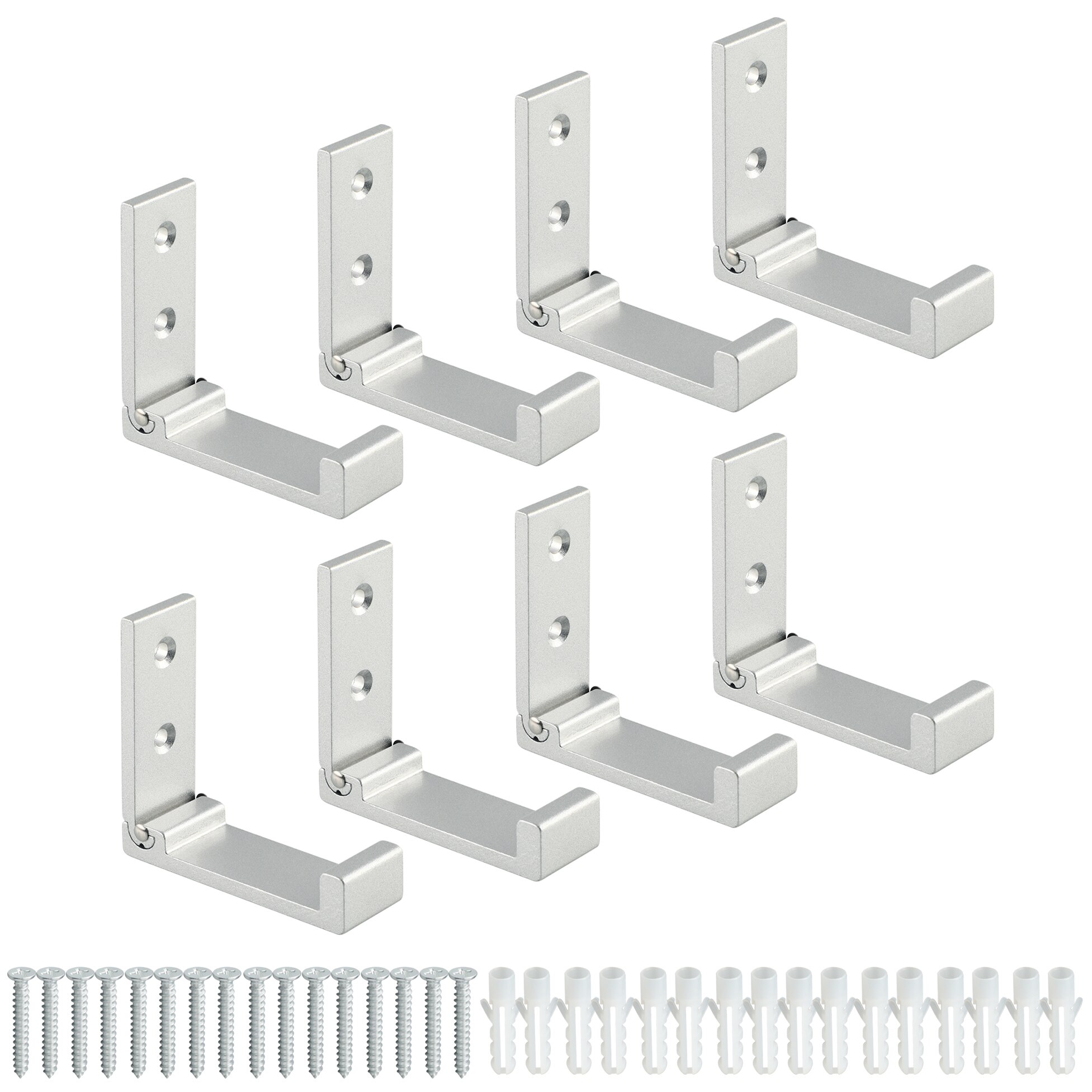 Crochet mural pliant en acier inoxydable, crochet caché pour porte-serviettes, pour la maison, la cuisine, la salle de bains, noir mat: 70X76mm 8pcs1