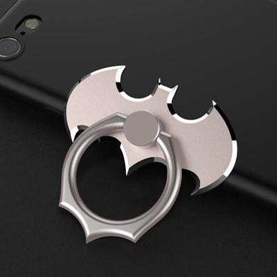 Bat Finger Ring HolderCell Mobile Phone Desktop Stand Mount For iPhone 11X 8 7 XS Bat Metal Smartphone 360 Degree Desk Holder: Gold