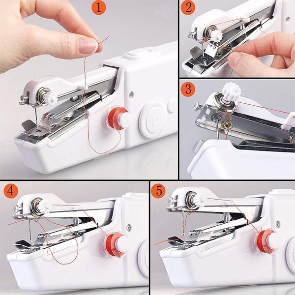 Bärbar mini hand symaskin hushålls handhållen symaskin elektrisk söm handarbete set för diy kläder stitchin