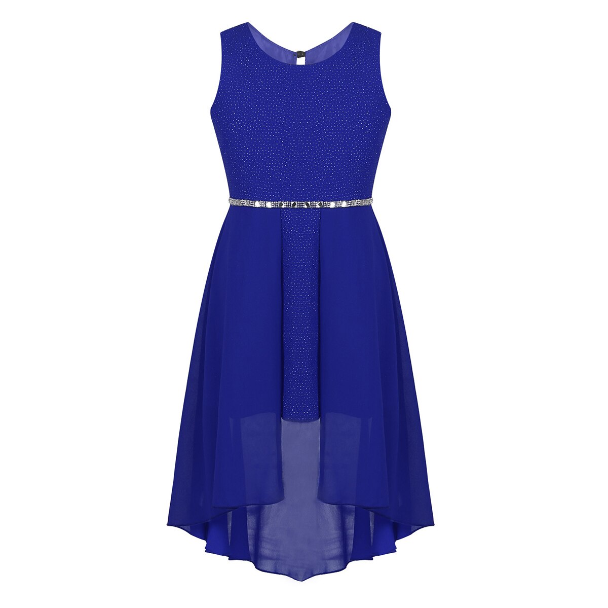 Chictry børn teenagere ærmeløs glitrende rhinestone chiffon piger fødselsdag bal fest balsal kjole social dans kostume: Blå / 14