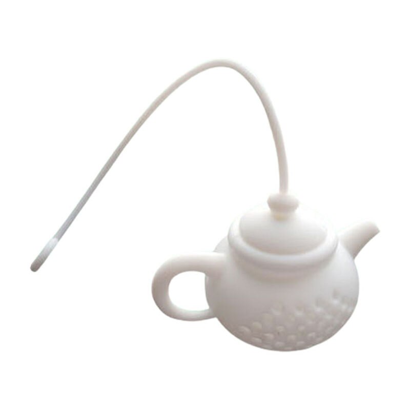 Infusor de té de silicona, utensilios de cocina, tetera, accesorio para elaboración de cerveza, en forma de tetera, 1 pieza, colador de té de hoja de Color puro: Blanco