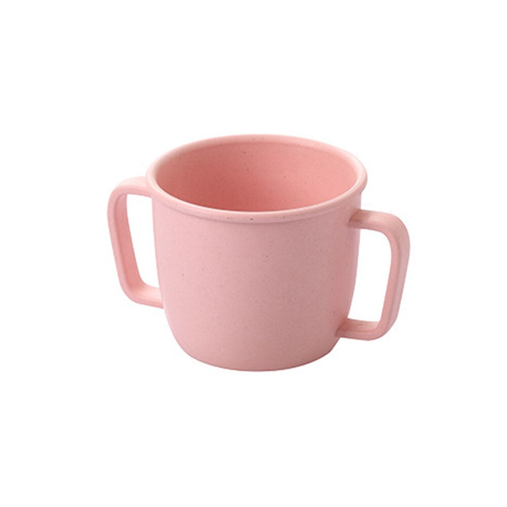 Cor sólida quebrado-resistente confortável prático prático multifuncional lida com copo de escova de dentes bebendo do agregado familiar do bebê: Rosa