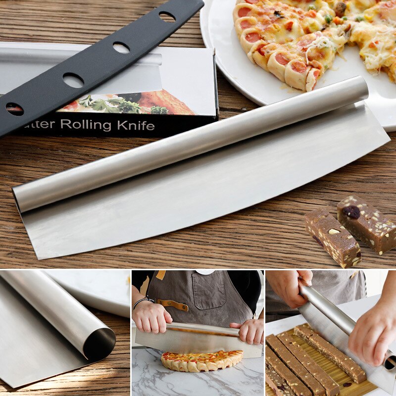 Cutter Sharp Rocker Blade Premium Rvs Rocking Pizza Mes Pastry Chopper Zware Voedsel Heavy Duty Food Grade