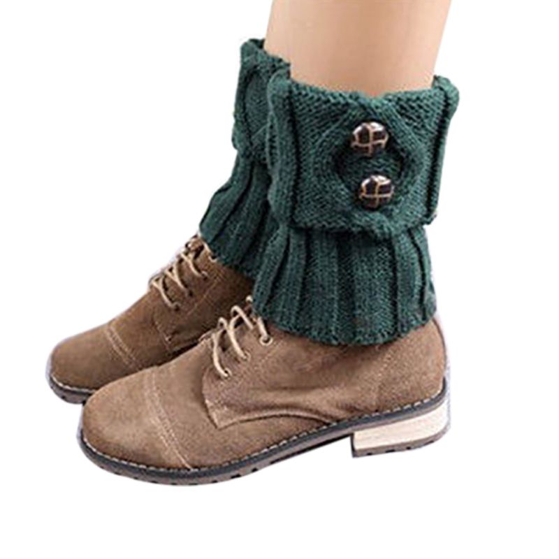 Knitted Leg Warmers Ladies Simple Winter Leg Warmers Short Section Knitted Crochet Button Long Socks Boots Cuffs Socks