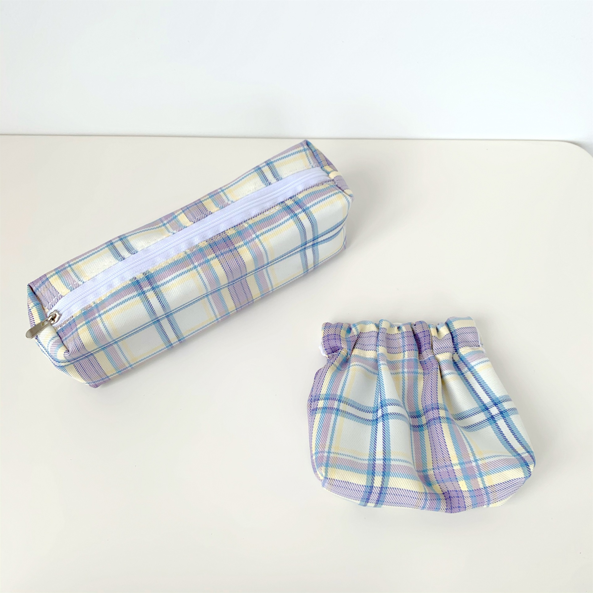 Portamonete Vintage giapponese semplice Mini Plaid retrò Plaid carino Mini custodia per ragazze borsa per donna Mini astuccio a contrasto