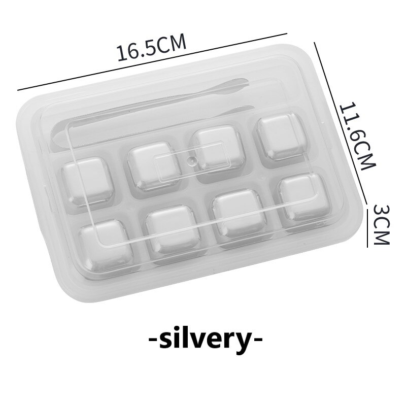 304 stainless steel ice block quick-frozen foreign wine beer whisky ice lattice wine set bar household metal ice: Silvery