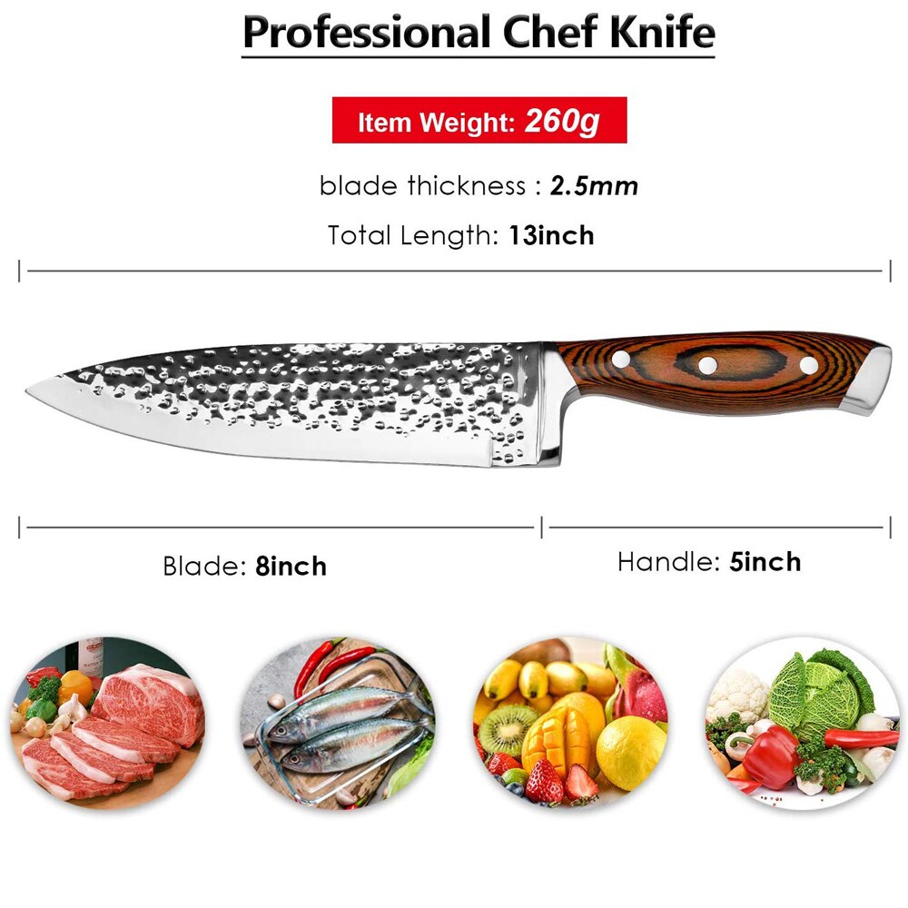8 Inch Chef Knife Kitchen Knife Ultra Sharp High Carbon Super Steel Knife Stainless Steel Cooking Knife in Box