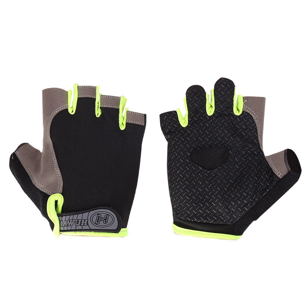 Half Finger Cycling Gloves 1Pair Cycling Gloves Anti-Slip Men Women Half Finger Gloves Breathable Mesh Bike Sports Gloves: Green / L