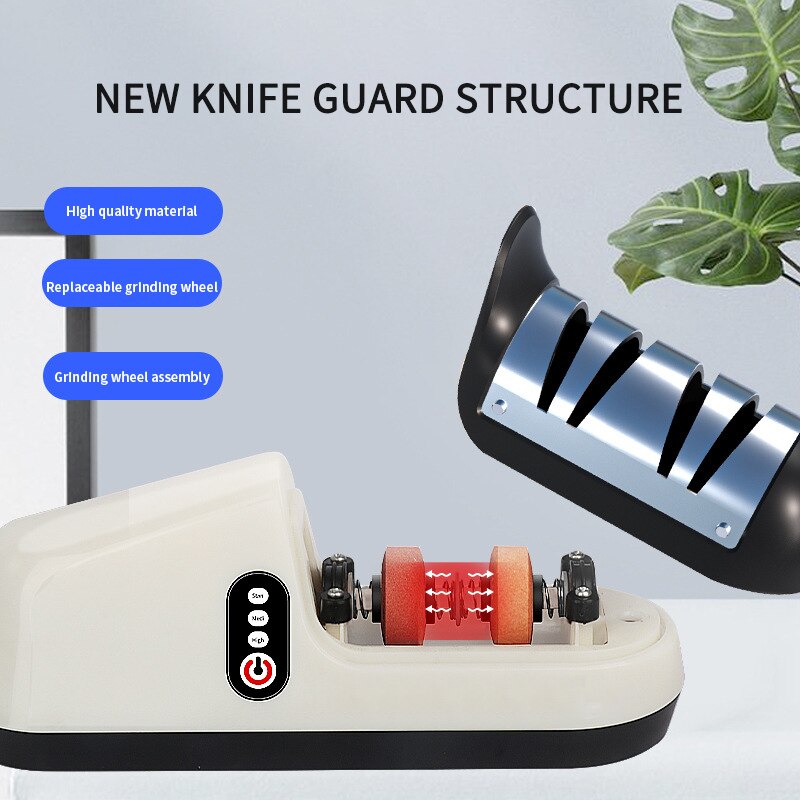 Electric Knife Sharpener Three-Speed Power Grinder Razor Sharpen Knives Honer PVC+Stainless Steel Electric Knife Sharpener