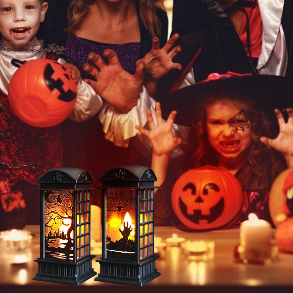 Halloween Night Light Pumpkin Lantern Retro Safe LED Night Light PVC Small Hand Lantern Home Party Decoration Candle Lamp