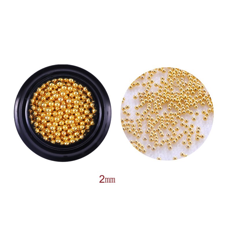 3D Metalen Micro Kralen Nail Art Decoraties Roestvrij Stalen Nagels Art Caviar Kralen Voor Nail Rose Goud Zilver Kralen Nail studs: F537-G2mm