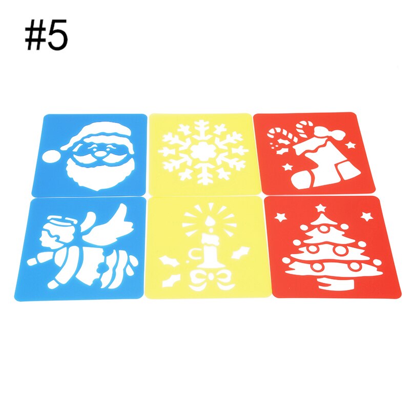Creatieve Stencils Pak Kinderen Schilderen Sjabloon Kids Opstellen Tekening Gereedschap Stencil 6 Stks/set: santa claus