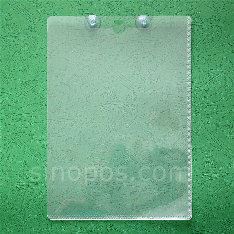 Suction Cup Wall Mount Sign Sleeves, window vinyl pouch A5 A4 A3 tag holder PVC envelope guide bag plastic price card pockets