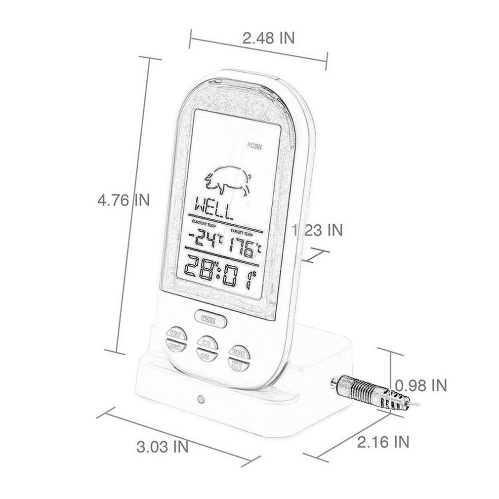 Draadloze Digitale Lcd Display Bbq Thermometer Keuken Barbecue Digitale Probe Vlees Thermometer Bbq Temperatuur Tool