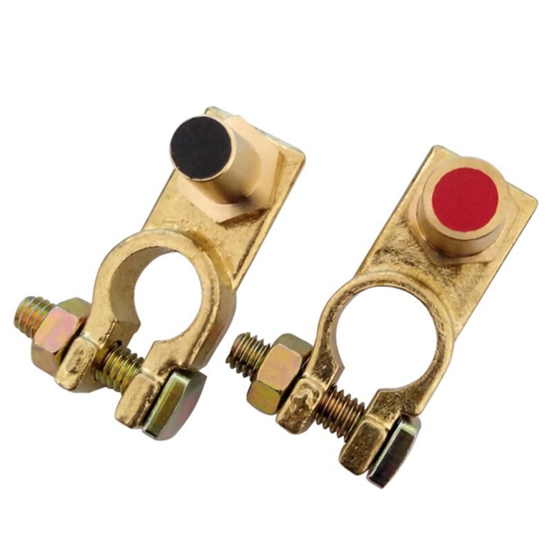 1Pair Battery Charging Side Post Positive Negative 8mm / 0.31Inch Female Brass Battery Cable Terminals