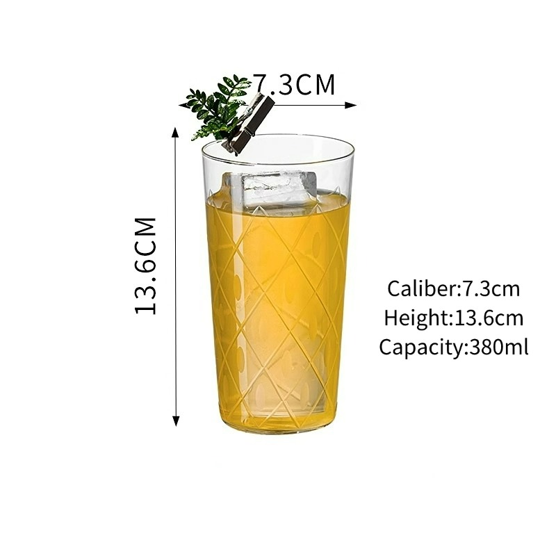 Vasos de cóctel grabados de estilo japonés, tazas de Colin de vidrio grabadas simples, taza larga para bebidas, taza Highball, accesorios para Bar en casa: Verde