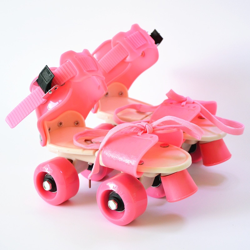 Children Two Lines Roller Skates Double Row 4 Wheel Skating Shoes Adjustable Size Sliding Slalom Inline Skates For Kid