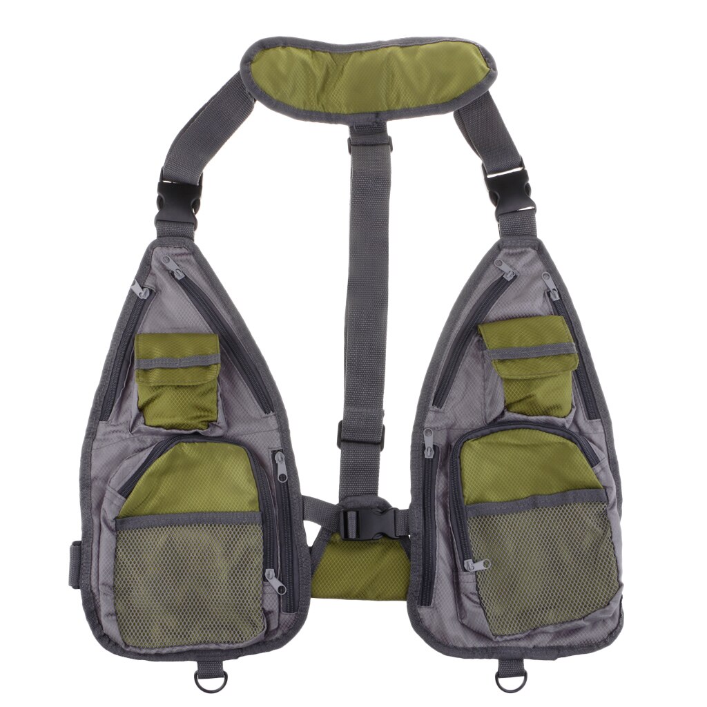 Multifunktionel fluefiskervest brysttaske mesh-vest opbevaring til grej