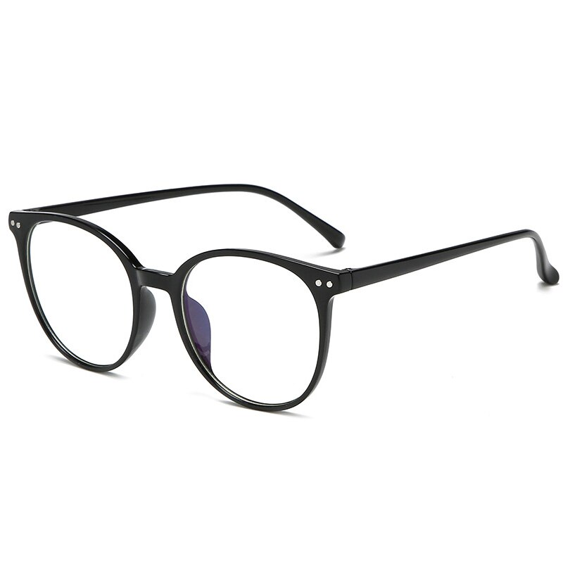 tendencias Oficina Anti Blue Light gafas de ordenador de gran tamaño Retro mujeres azul bloqueo Gaming gran tamaño montura de gafas para hombre: Gloss Black