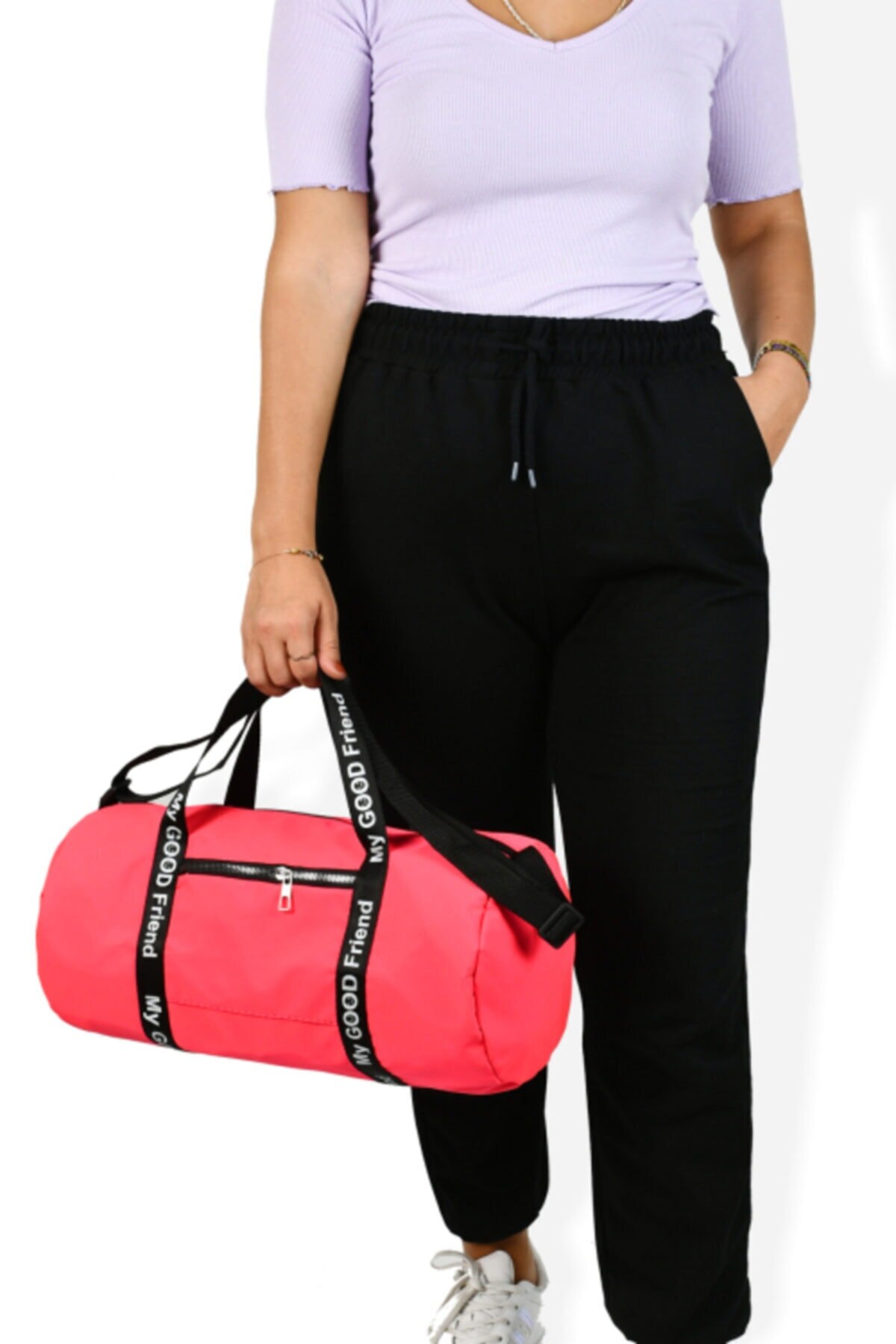 Bolsa cilíndrica de tela para Fitness y gimnasio, diferentes tamaños, portátil, para nadar, deportes de viaje, gimnasio: Pink