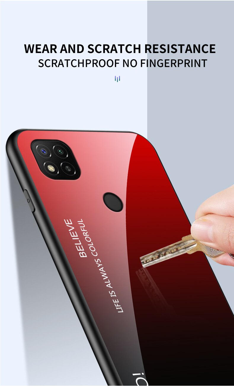 OUDINI For Xiaomi Redmi 9C Cover Gradient Glass Case For Redmi 9C Case