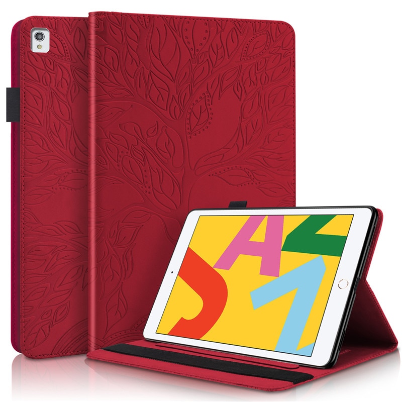 Tablet Case for iPad 8th 7th Gen 10.2" - Embossed Leather Folio Cover - Shockproof & Anti-Dust