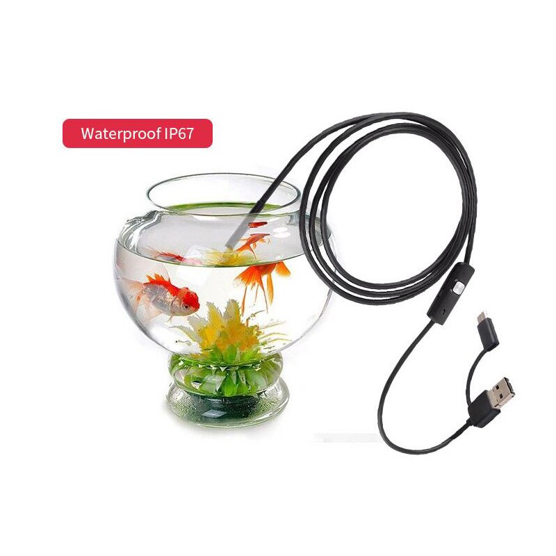 720P USB Camera 3 In 1 Industrial Endoscopy Camera 8mm Endoscope Camera IP67 Waterproof Belt 6 LED For Android Mobile Phone