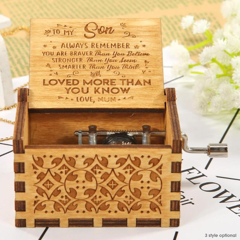 Antique Wood Music Box Hand Cranked Musical Case Home Retro Ornament Original Manual Crank Music Box Exquisite Appearance