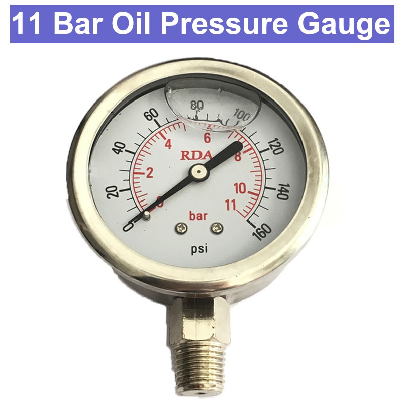 Sp 0-160 psi 11 bar 60mm 1/4 kierre radiaalinen ruostumattomasta teräksestä valmistettu manometri nesteellä täytetty painemittari ilma öljy vesi hydraulipaine