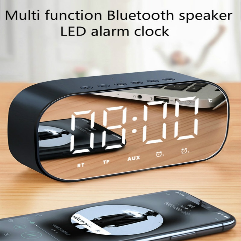 LED Mirror Alarm Clock Digital Wireless Bluetooth speaker home subwoofer mobile phone mini alarm clock Bluetooth small audio
