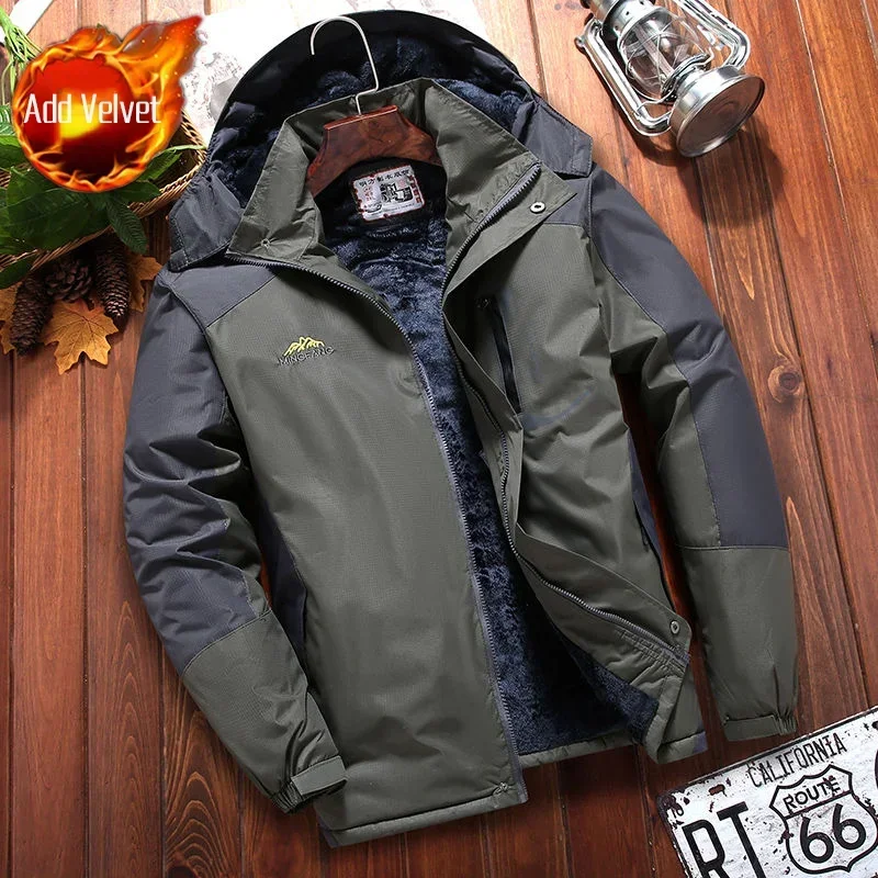 Herre dunjakke kold herre polstrede frakker kraftig polstring hættetrøje parkaer vintertøj modeller quiltet koreansk: M / Beige