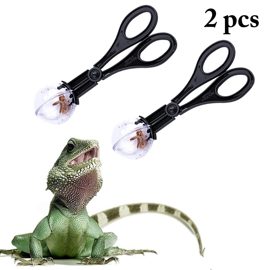 2pcs Reptile Terrarium Lizards Plastic Tongs Tweezers Pet Raising Feeding Tool Clip Pooper Scooper Pickup Tongs Scooper: Default Title