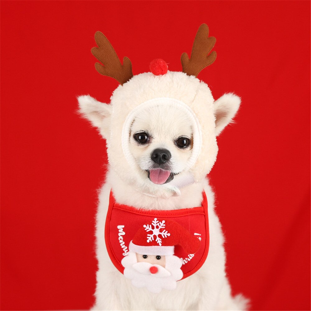 Hund julebandana nissehue hundetørklæde trekant hagesmække tørklæde julekostume outfit til små mellemstore hunde katte kæledyr
