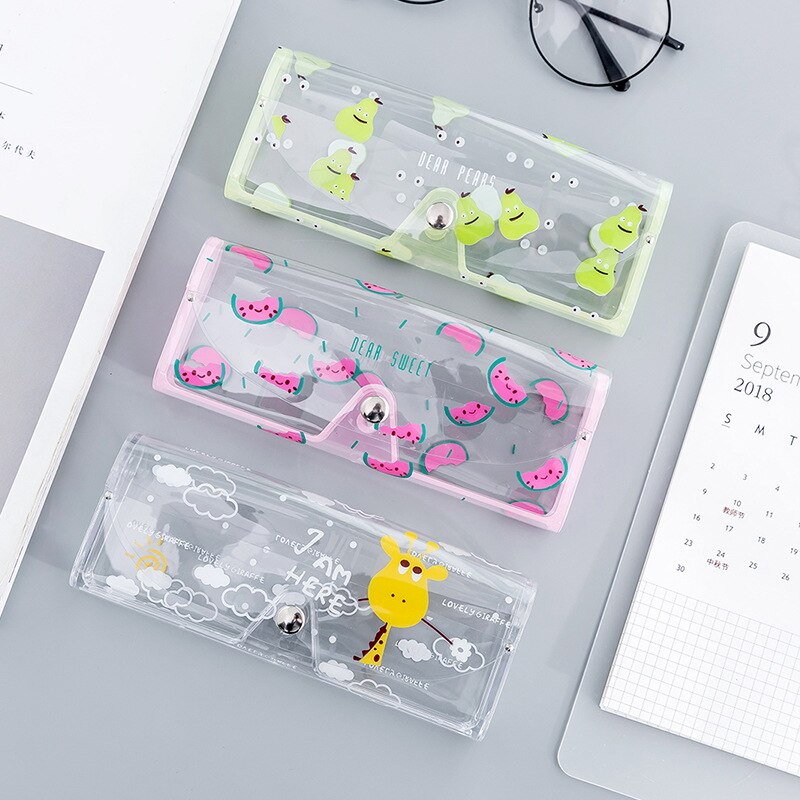 1 PCS Cartoon Cute Travel Transparent PVC Eye Glasses Cosmetic Makeup Earphone Organizer Bag Case