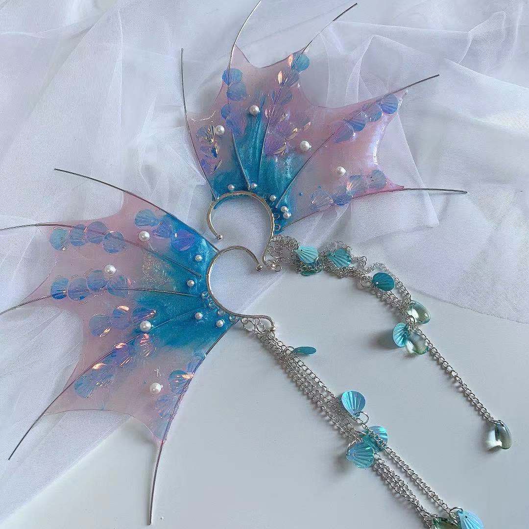 Beautiful Mermaid Elf Fairy Cosplay Ear Halloween Party Dress Up Forest Spirit Fish Cosplay Props Festival Headdress: Brown