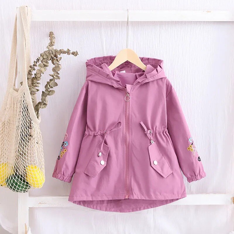 Autumn Winter Children Girls Hooded Outwear Jackets Clothing Kids Girls Zipper Windbreaker Waterproof Tops Teenagers Trench Coat