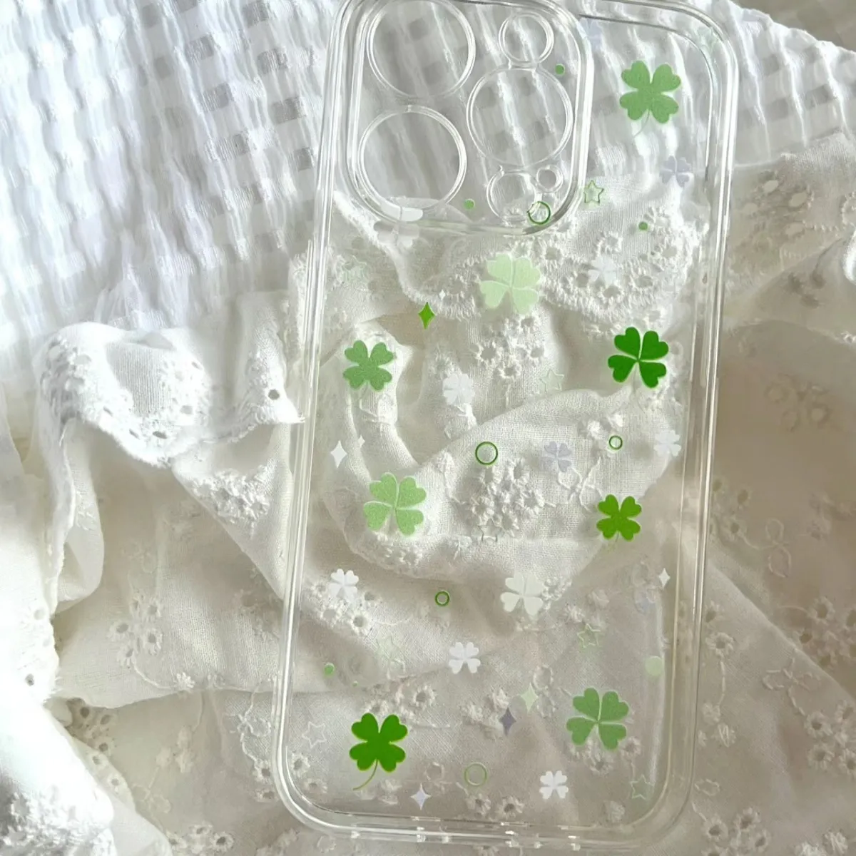 Ins frais trèfle à quatre feuilles coréen mignon coque de téléphone pour iPhone 16 E 15 14 13 12 11 Pro XS Max 7 8 Plus MINI Y2K couverture