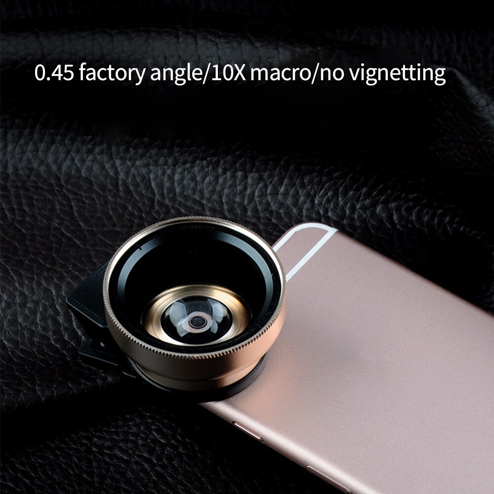 Lente 2 en 1 de 37mm, Clip Universal para teléfono móvil, lente Super gran angular de 0.45x 49uv + lente Macro HD para iPhone y Android