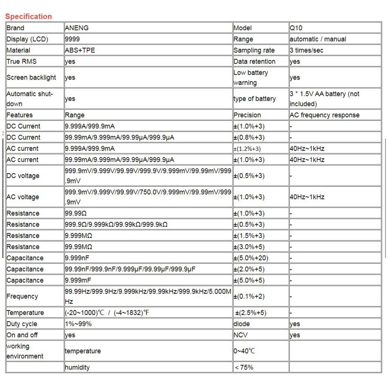 9999 Counts Digital Multimeter True RMS Analog LCR Meter Capacitor NCV Tester