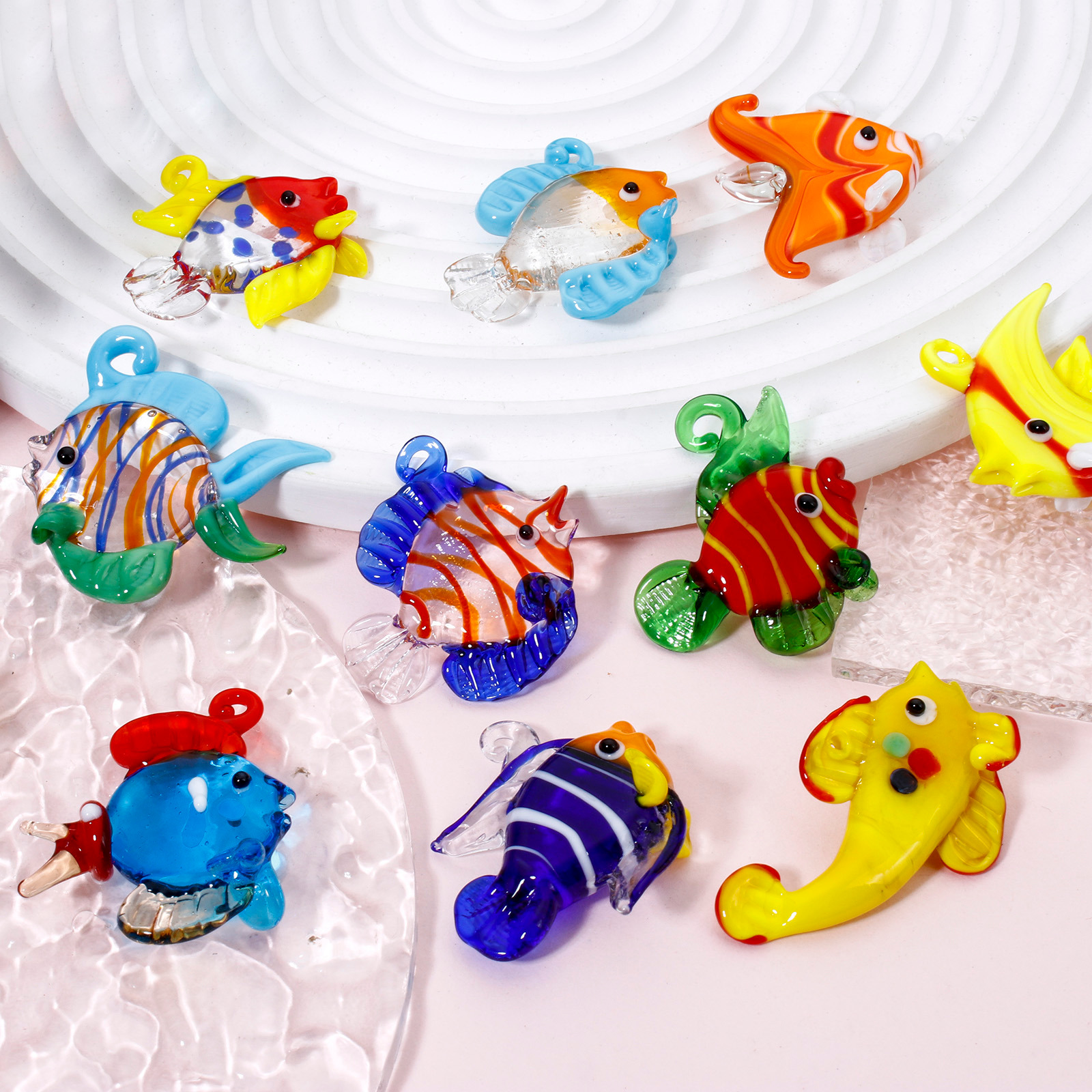 1PCs 3D Tropical Fish Animal Lampwork Ocean Charms For Jewelry Making Tiny Statue Ornaments Aquarium Decor DIY Necklace Pendant