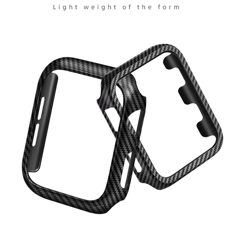 Carbon Fiber Case Voor Apple Horloge 4 5 3 iWatch band 42mm 38mm 44mm 40mm bumper beschermende Ultra Dunne Lijnen shell horlogeband