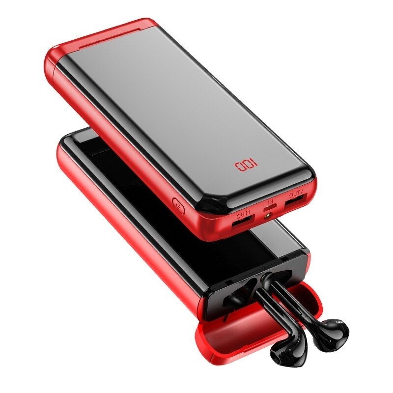 Bluetooth Headset Power Bank 30000mAh Power Externe Batterie Tragbare Schnelle Ladegerät für Alle Smartphone Iphone Ladegerät Bank: Rot