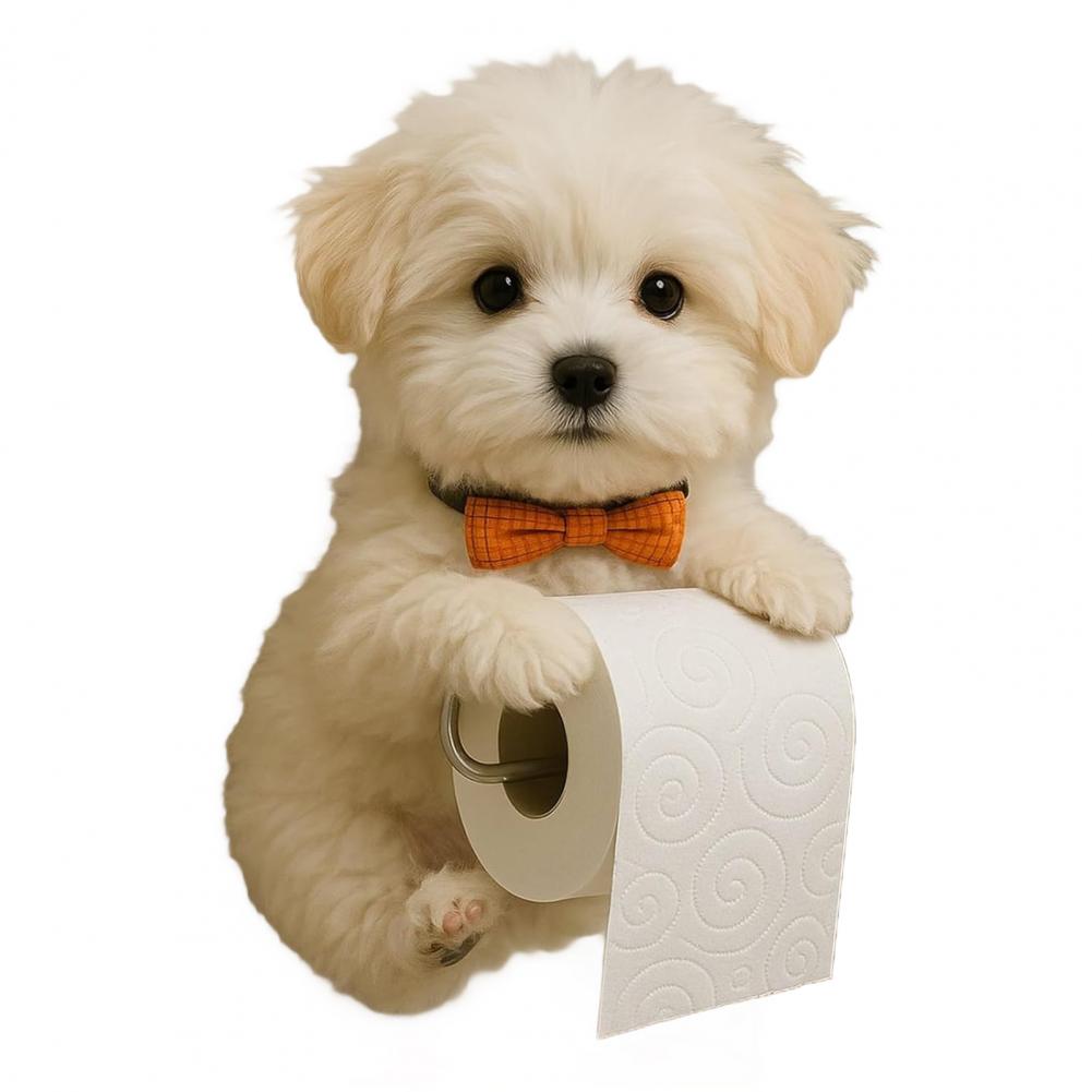 Wall Mount Toilet Paper Holder Dog Shape Funny 3D Printed Towel Holder Paper Rack Bathroom Dog Sculpture Paper Holder: Blue