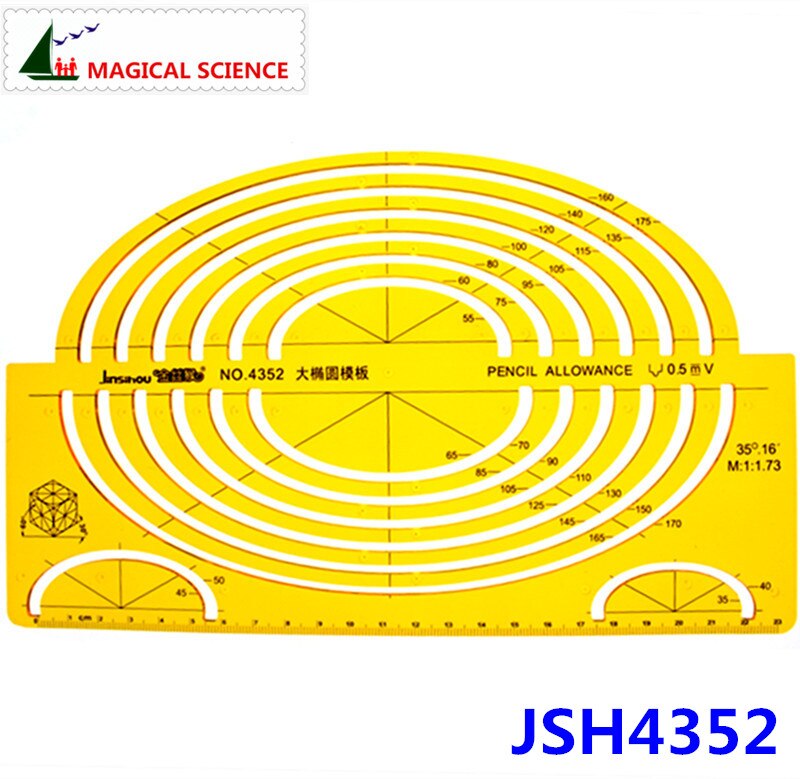 Große Oval vorlage groß Ellipse zeichnung lineal kunststoff halb-elliptische vorlagen für studenten flexibel JSH4352