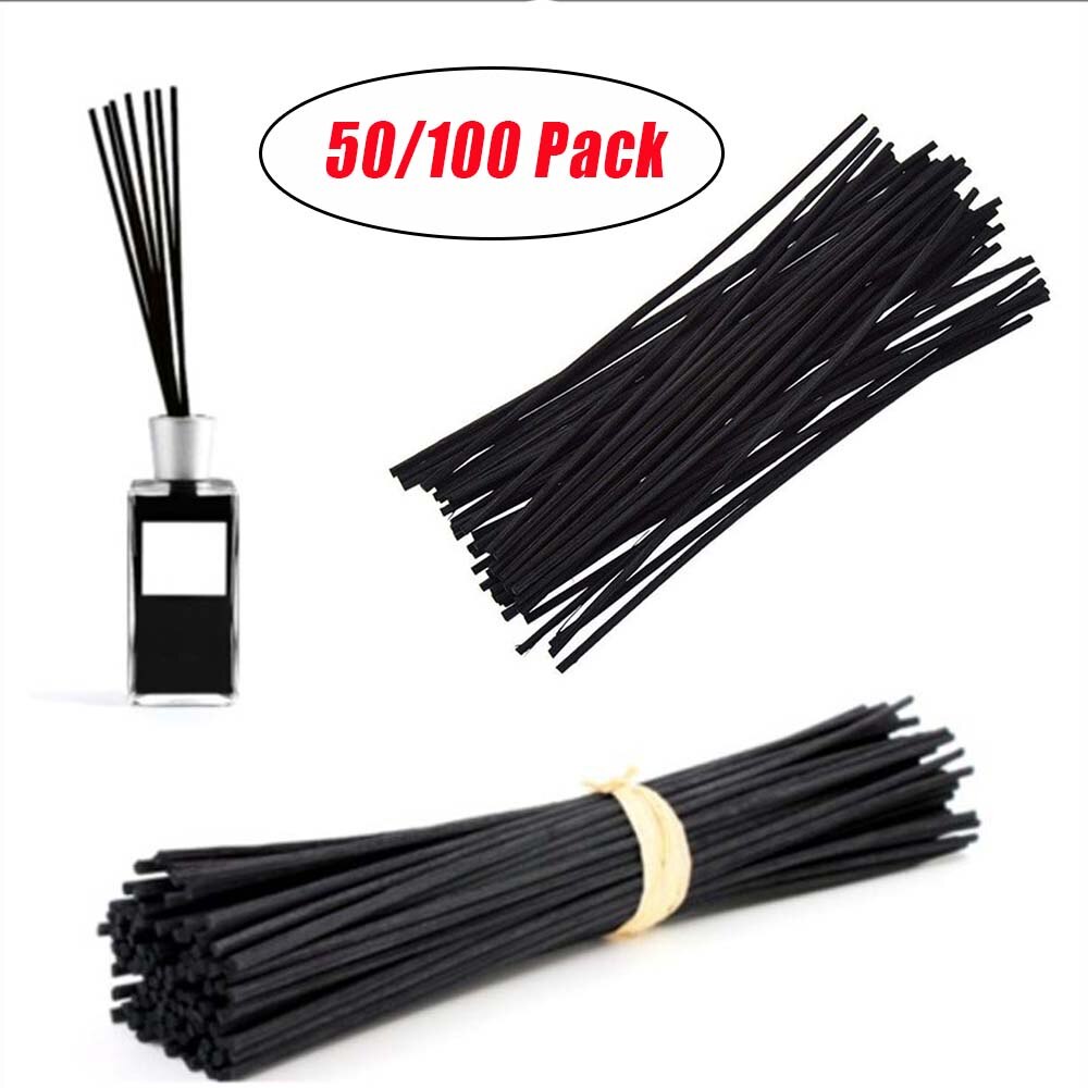 Difusor de mimbre Simple para decoración del hogar, palos de repuesto de fibra de aceite esencial de 20cm y 3mm para aromaterapia de dormitorio, color negro